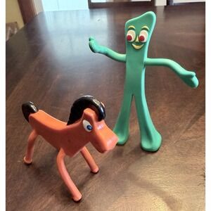 Gumby and Pokey Rubber Bendable Figures 6 in and 4.5 in Tall Prema Toy Co